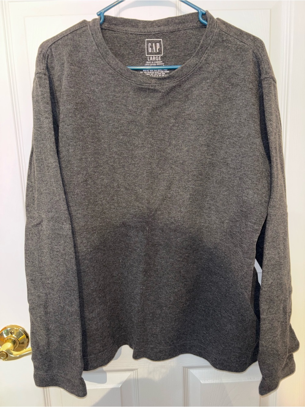 GAP Women's Long Sleeve Crewneck Top - Charcoal Gray